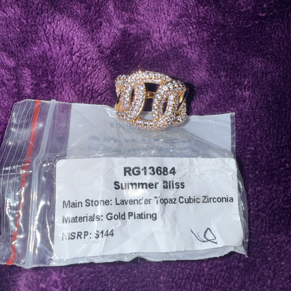 BP SZ 6 Gold Plated Ring with Lavender Topaz CZ